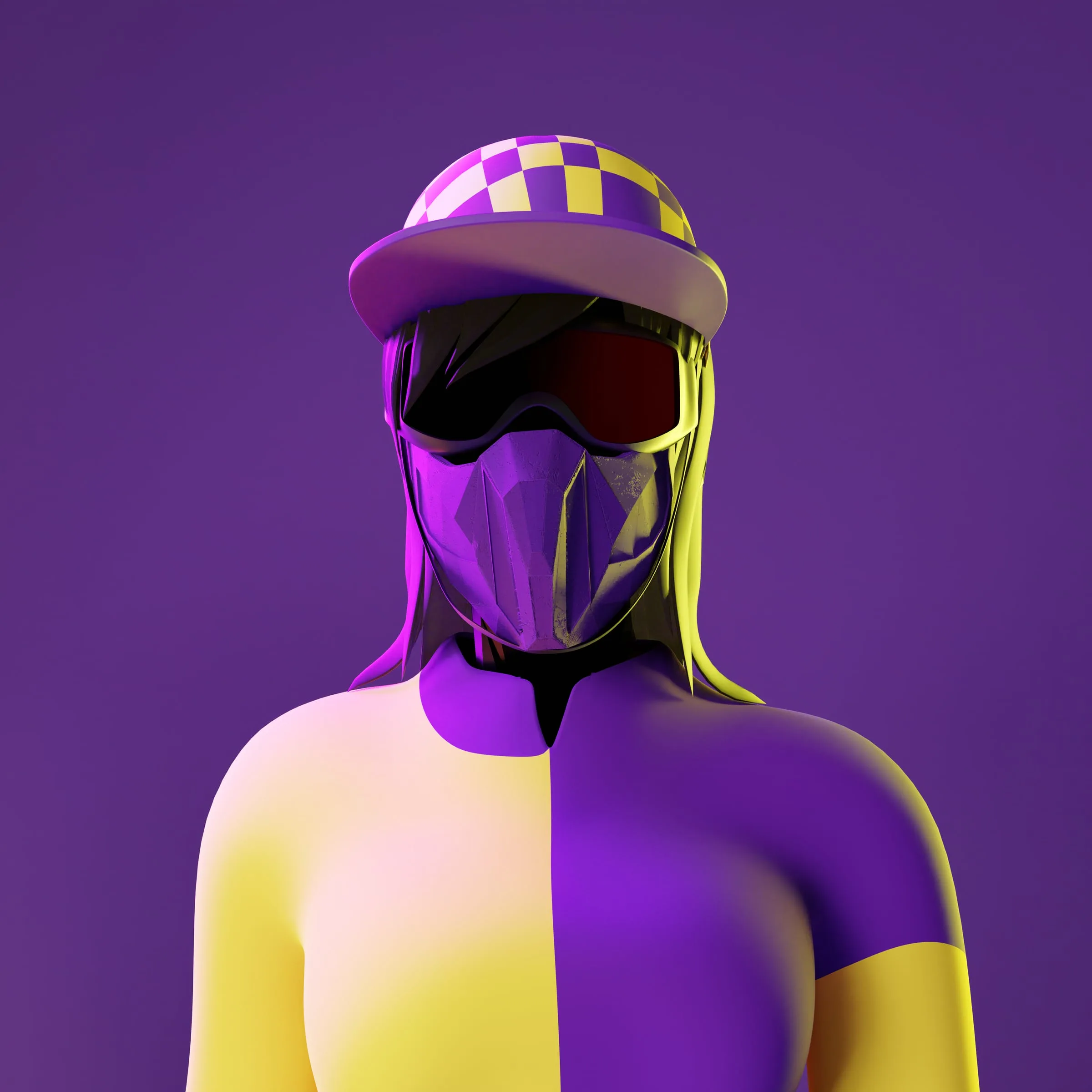 Female jockey avatar in patterned silks, colourway 10 of 12