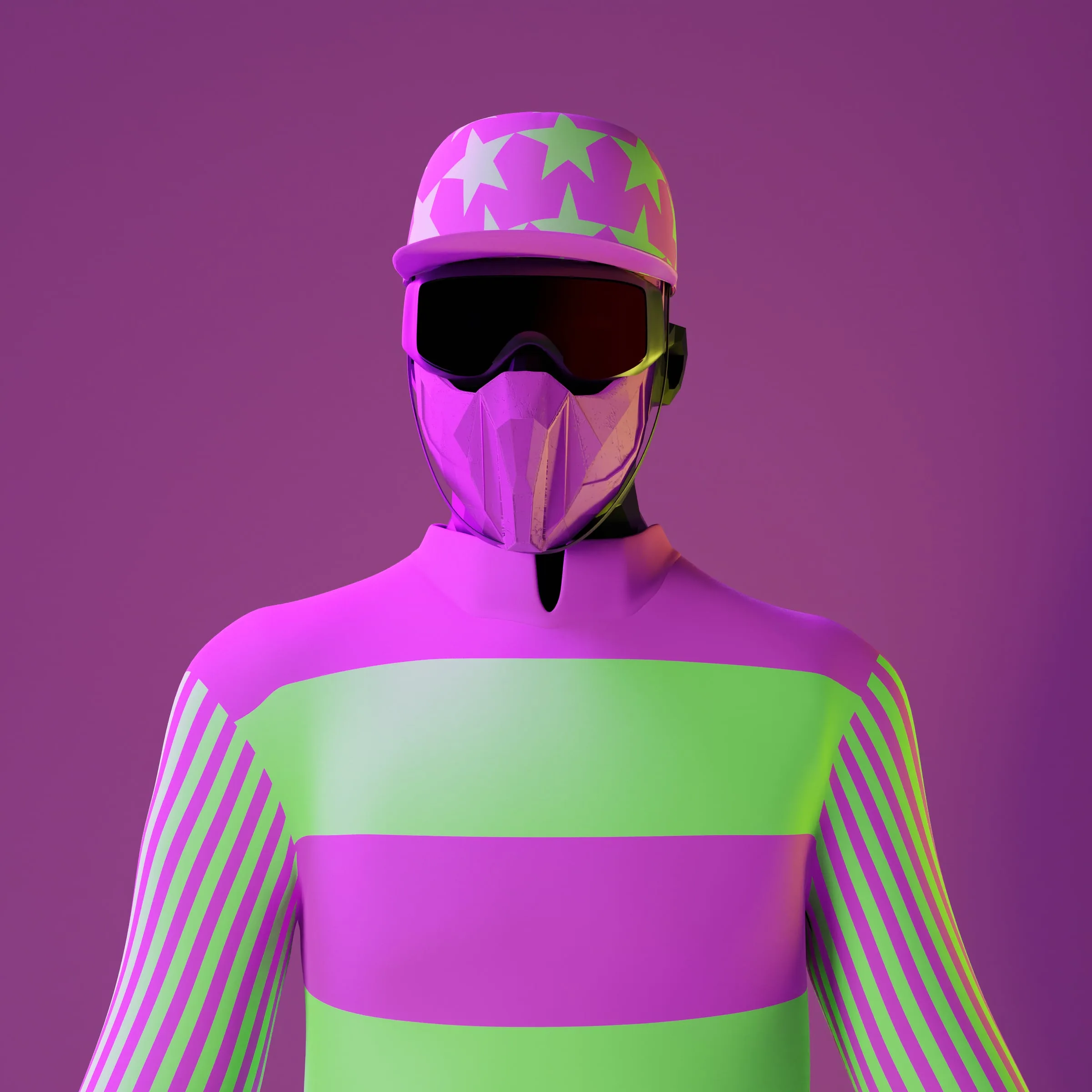 Male jockey avatar in patterned silks, colourway 3 of 12