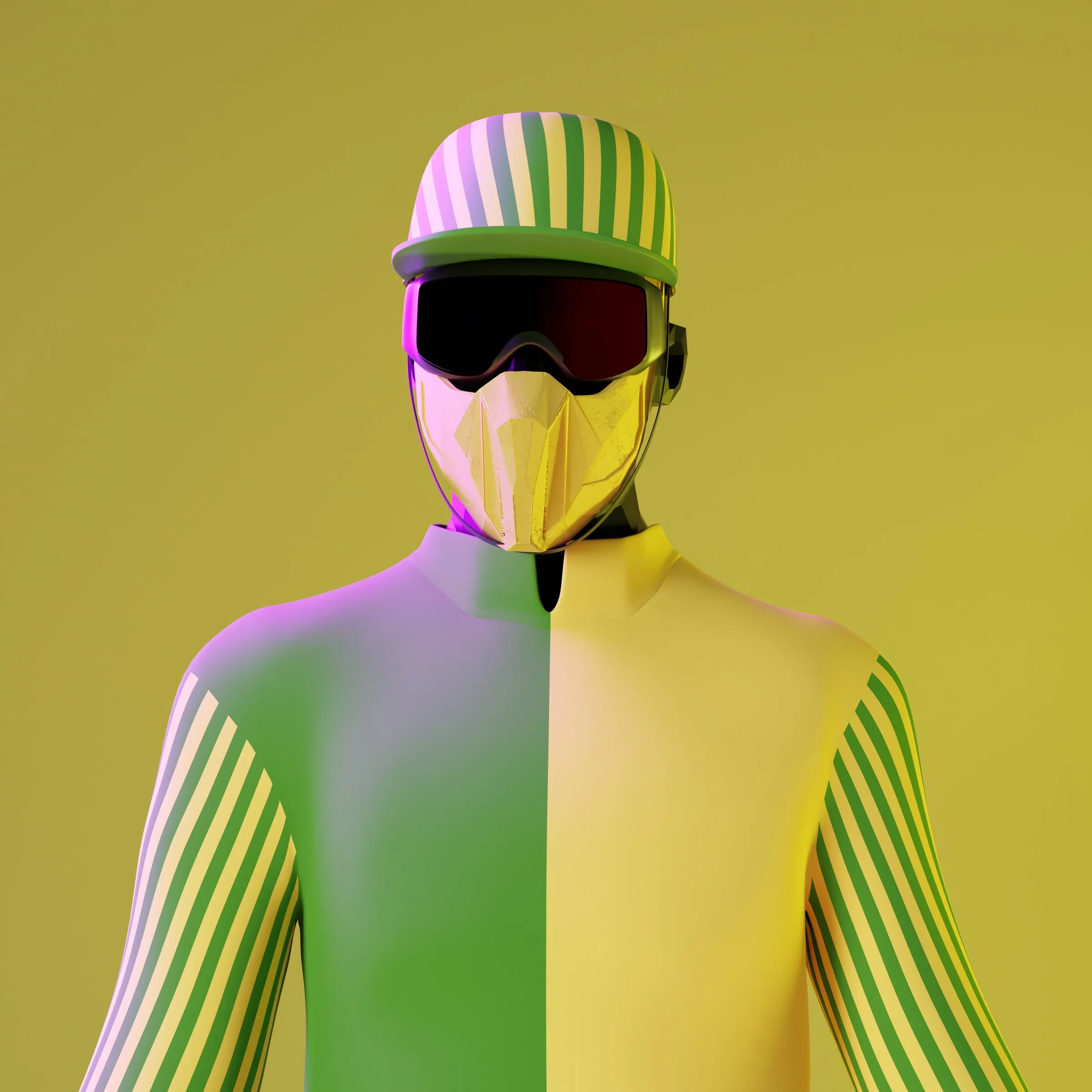 Male jockey avatar in patterned silks, colourway 12 of 12